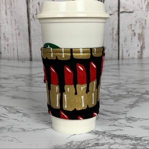 New in package coffee drink cozy, lipstick makeup